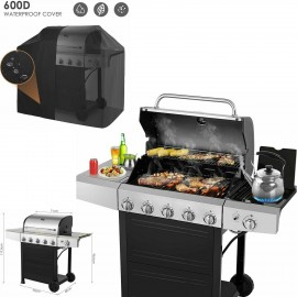 5 Burner Propane Gas Grill, BBQ Outdoor Cooking with 6 Side Burner 63,000 BTU US