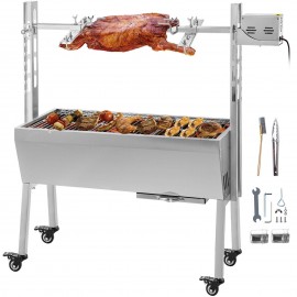 42'' 88Lbs Stainless Lamb Roaster Rotisserie Spit 25W BBQ Trotter Pig Goat