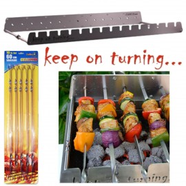 15 Skewer Automatic Rotating BBQ Rack Attachment Stainless Steel with USB port