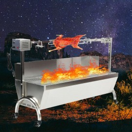 46''118x45CM Stainless Steel BBQ Spit Roaster Rotisserie Lamb Cooking Surface US