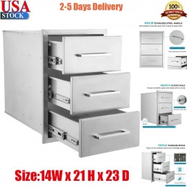 14Wx21H Outdoor Kitchen Cabinet Door Stainless Steel Access Drawer for BBQ Grill